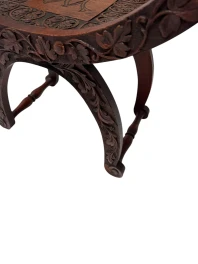 Art Nouveau Walnut Savonarola Hand-Carved Stool, 1900s